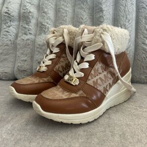 Michael Kors Girls Brown and White Boots with Chunky Sole
